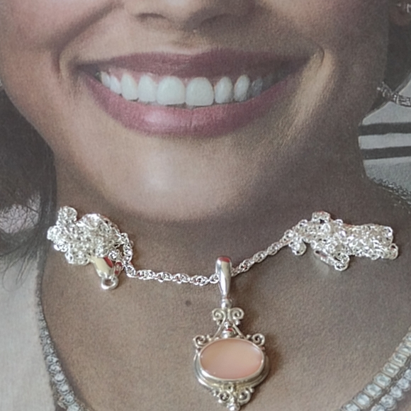 Sajan Crafted Sterling Silver Pink Polished Moonst - Picture 5 of 12